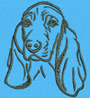 Basset Hound Portrait #1 - 3" Medium Size Embroidery Design