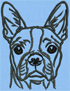 Boston Terrier Portrait #1 - 6" Large Size Embroidery Design