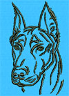 Doberman Pincher Portrait #1 - 6" Large Size Embroidery Design