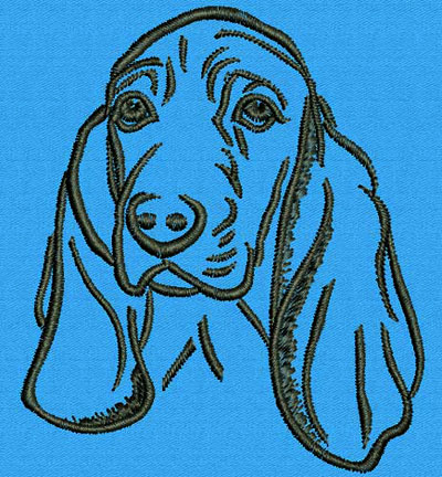 Basset Hound Portrait #1 - 2" Small Embroidery Design - Click Image to Close