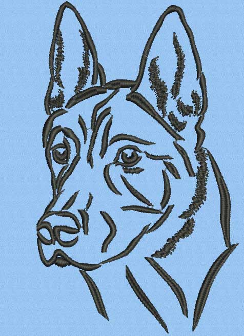 Belgian Malinois Portrait #1 - 3" Medium Size Embroidery Design - Click Image to Close