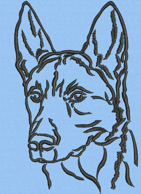 Belgian Malinois Portrait #2 - 2" Small Embroidery Design - Click Image to Close