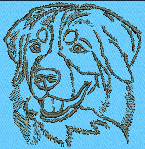 Bernese Mountain Dog Portrait #1 - 6" Large Size Emb Design - Click Image to Close