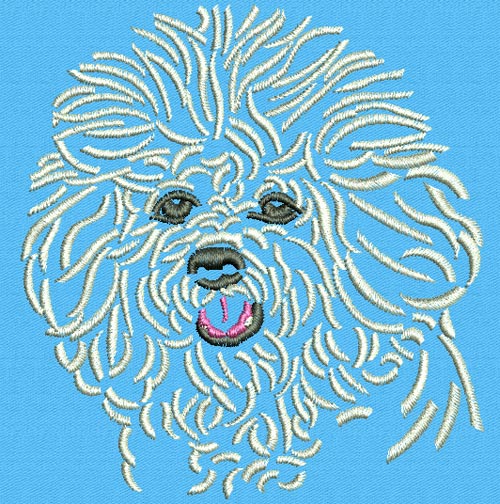 Bichon Frise Portrait #1 - 3" Medium Size Embroidery Design - Click Image to Close