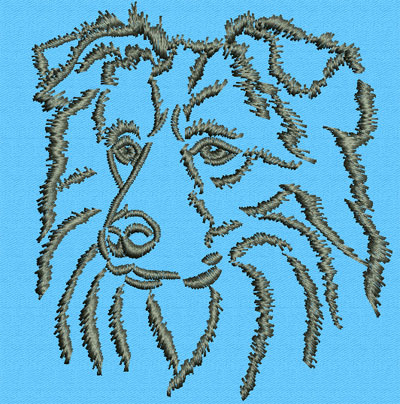 Border Collie Portrait #1 - 6" Large Size Embroidery Design - Click Image to Close