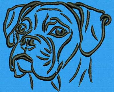 Boxer Portrait #1 - 3" Medium Size Embroidery Design - Click Image to Close