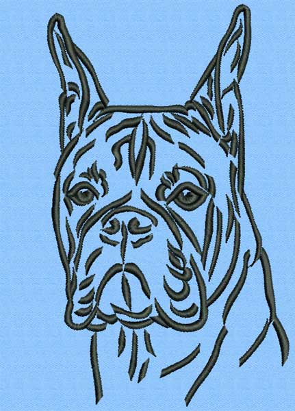 Boxer Portrait #2 - 3" Medium Size Embroidery Design - Click Image to Close