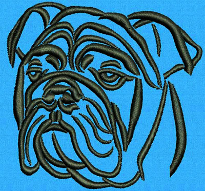 Bulldog Portrait #1 - 3" Medium Size Embroidery Design - Click Image to Close