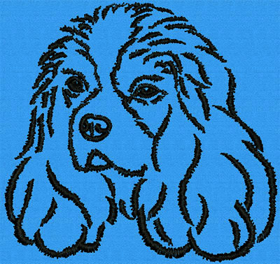 Cavalier Spaniel Portrait #1 - 3" Medium Size Embroidery Design - Click Image to Close