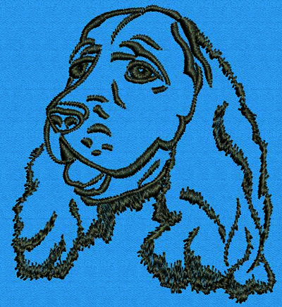 Cocker Spaniel Portrait #1 - 6" Large Size Embroidery Design - Click Image to Close