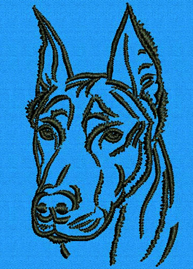 Doberman Pincher Portrait #1 - 3" Medium Size Embroidery Design - Click Image to Close