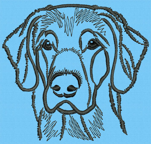 Flat-Coated Retriever Portrait #1 - 2" Small Embroidery Design - Click Image to Close