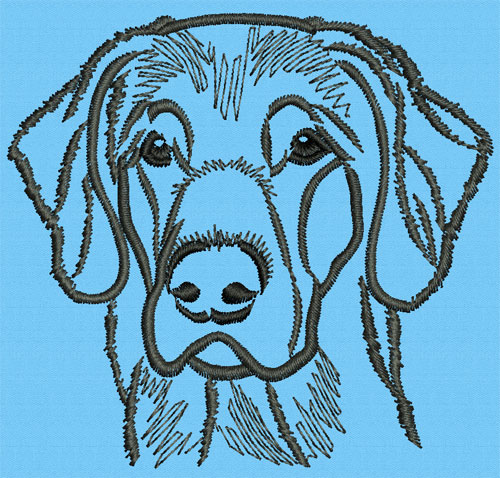 Flat-Coated Retriever Portrait #1 - 3" Medium Embroidery Design - Click Image to Close