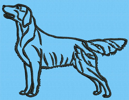 Flat-Coated Retriever Standing #1 - 2" Small Embroidery Design - Click Image to Close