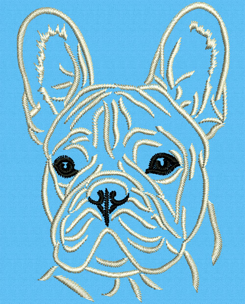 French Bulldog Portrait #1 - 2" Small Embroidery Design - Click Image to Close