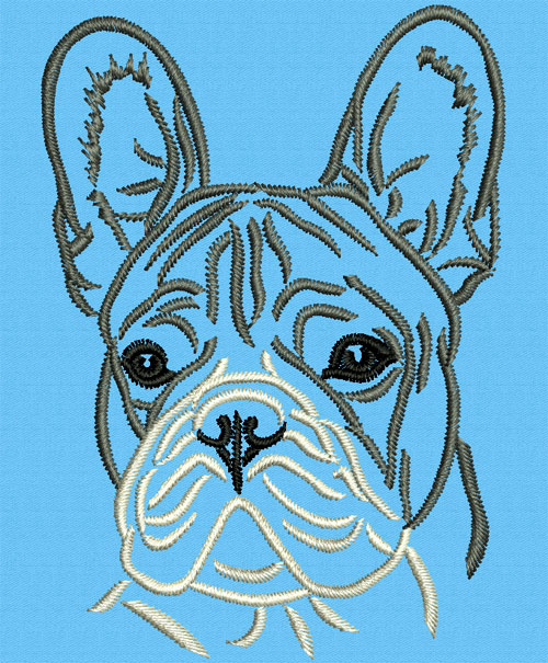 French Bulldog Portrait #1 - 6" Large Size Embroidery Design - Click Image to Close