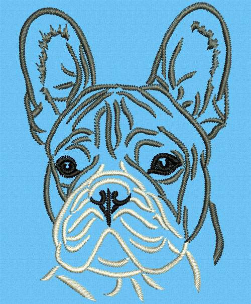 French Bulldog Portrait #1 - 3" Medium Size Embroidery Design - Click Image to Close