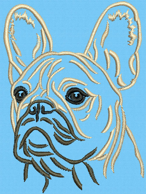 French Bulldog Portrait #2 - 3" Medium Size Embroidery Design - Click Image to Close
