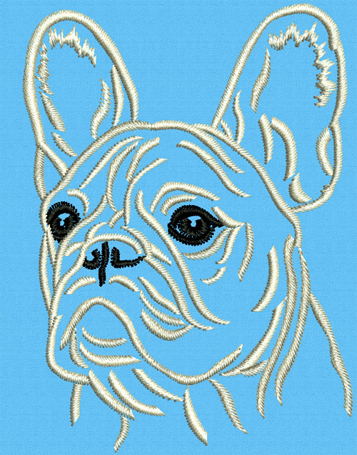 French Bulldog Portrait #2 - 6" Large Size Embroidery Design - Click Image to Close