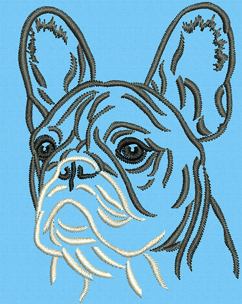 French Bulldog Portrait #2 - 2" Small Embroidery Design - Click Image to Close