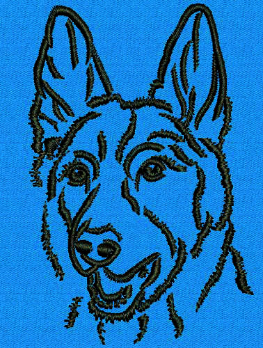German Shepherd Portrait #1 - 3" Medium Size Embroidery Design - Click Image to Close