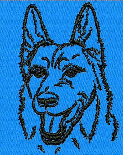 German Shepherd Portrait #2 - 6" Large Size Embroidery Design - Click Image to Close