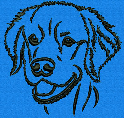 Golden Retriever Portrait #1 - 3" Medium Size Embroidery Design - Click Image to Close