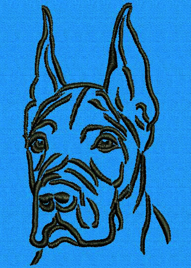 Great Dane Portrait #1 - 6" Large Size Embroidery Design - Click Image to Close