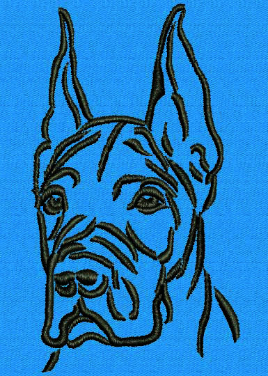 Great Dane Portrait #1 - 2" Small Embroidery Design - Click Image to Close