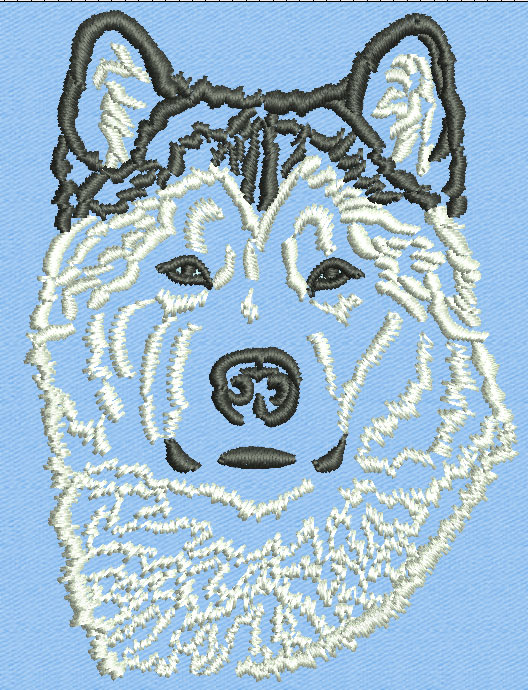 Malamut Portrait #1 - 3" Medium Size Embroidery Design - Click Image to Close