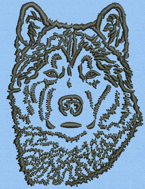 Malamut Portrait #1 - 6" Large Size Embroidery Design - Click Image to Close