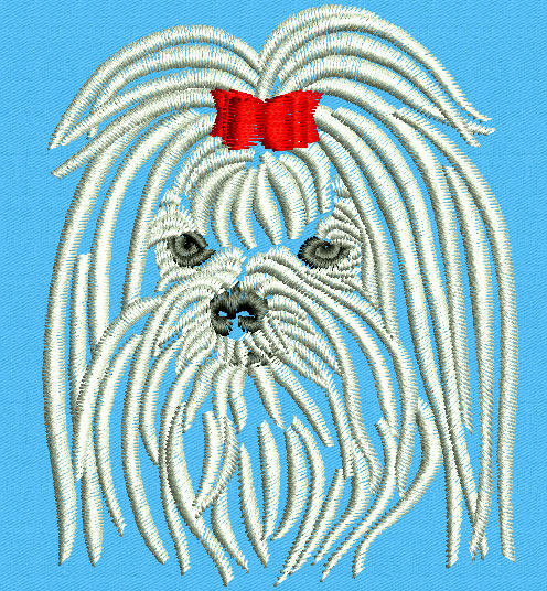 Maltese Dog Portrait #1 - 3" Medium Size Embroidery Design - Click Image to Close