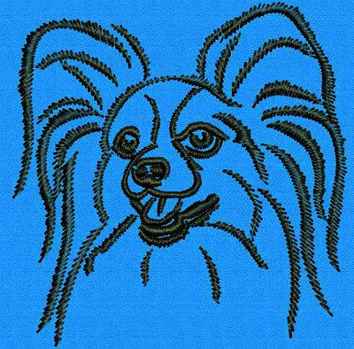Papillon Dog Portrait #1 - 2" Small Embroidery Design - Click Image to Close