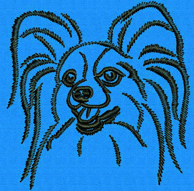 Papillon Dog Portrait #1 - 3" Medium Size Embroidery Design - Click Image to Close