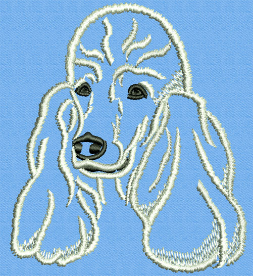 Poodle Portrait #1 - 3" Medium Size Embroidery Design - Click Image to Close