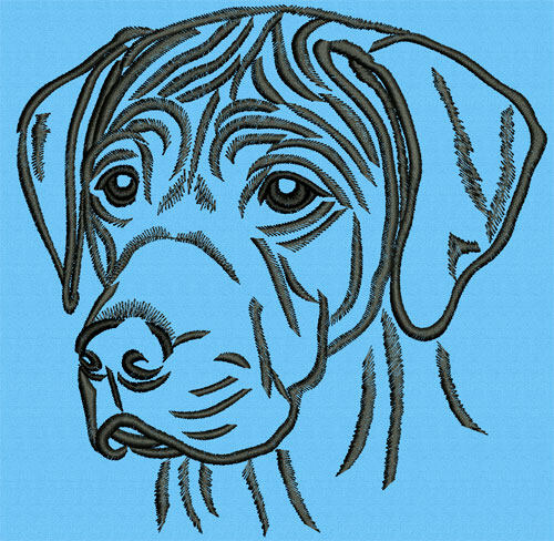 Rhodesian Ridgeback Portrait #2 -6" Large Size Embroidery Design - Click Image to Close