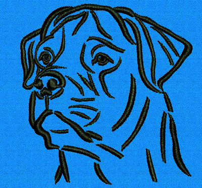 Rottweiler Portrait #1 - 6" Large Size Embroidery Design - Click Image to Close