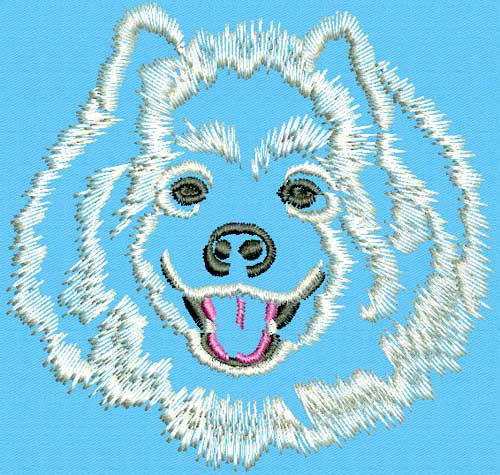 Samoyed Portrait #1 - 3" Medium Size Embroidery Design - Click Image to Close