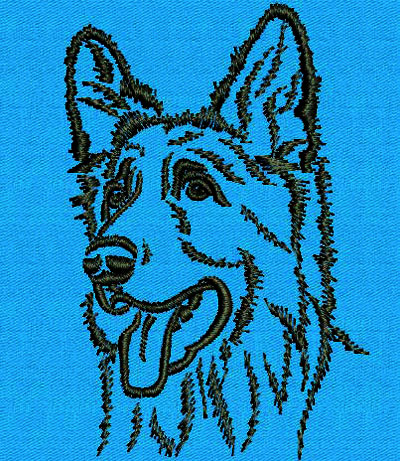 Shiloh Shepherd Portrait #1 - 2" Small Embroidery Design - Click Image to Close