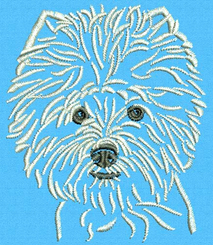 West Highland White Terrier Portrait #1 - 6" Large Emb Design - Click Image to Close
