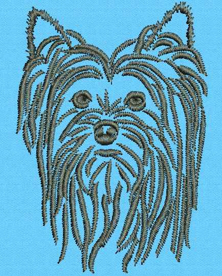 Yorkshire Terrier Portrait #1 - 3" Medium Size Embroidery Design - Click Image to Close