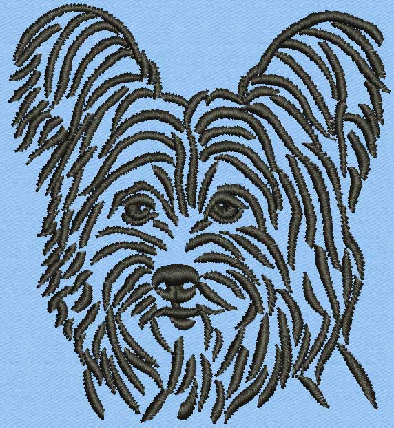 Yorkshire Terrier Portrait #2 - 2" Small Embroidery Design - Click Image to Close