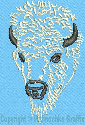 Bison Portrait #1 - 6" Large Size Embroidery Design - Click Image to Close