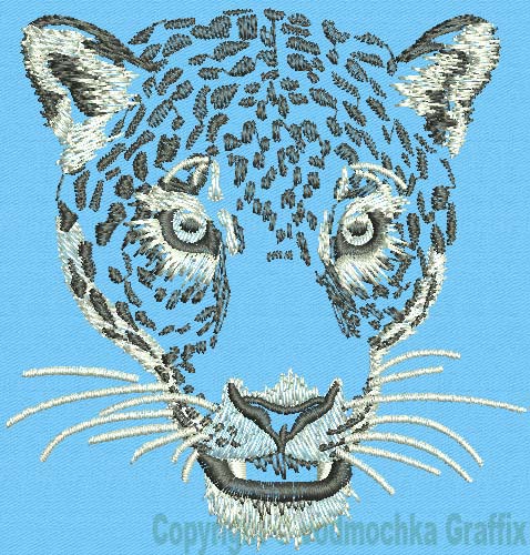 Jaguar Portrait #1 - 5" Large Size Embroidery Design - Click Image to Close