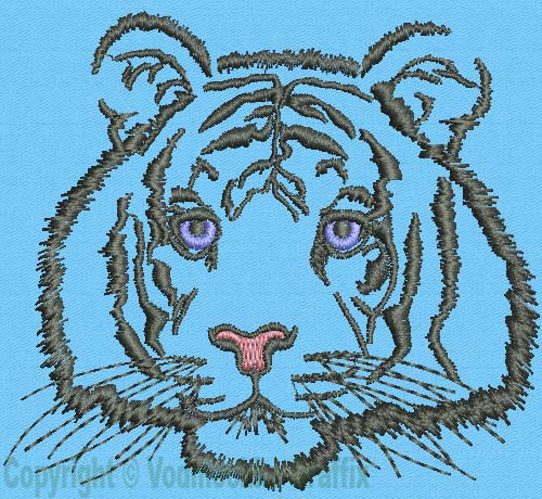 Tiger Portrait #1 - 3" Medium Size Embroidery Design - Click Image to Close