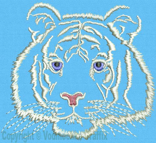 Tiger Portrait #1 - 6" Large Size Embroidery Design - Click Image to Close