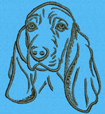Basset Hound Portrait #1 - 3" Medium Size Embroidery Design