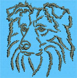 Border Collie Portrait #1 - 6" Large Size Embroidery Design