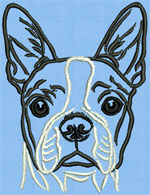 Boston Terrier Portrait #1 - 6" Large Size Embroidery Design
