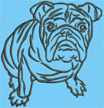 Bulldog Sitting #1 - 3" Medium Size Embroidery Design